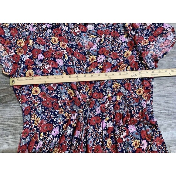 Knox Rose Red Blue Floral Tiered Peasant Boho Long Short Sleeve Maxi Dress XXL - Picture 7 of 13